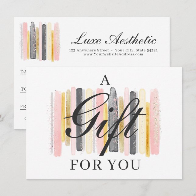 Blush Pink & Rose Gold Chic Gift Certificate Card (Front/Back)
