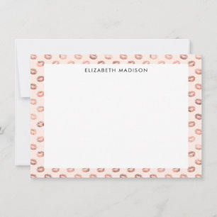 Blush Pink Rose Gold Copper Kiss Lips Lipstick Card