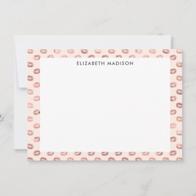 Blush Pink Rose Gold Copper Kiss Lips Lipstick Card (Front)