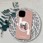 Blush Pink Rose Gold Custom Photo  Case-Mate iPhone 14 Case<br><div class="desc">This modern photo phone case features a single photo and the word JOY in stylish typography on a blush pink,  rose gold background.
Easily customisable with your photo and name.</div>