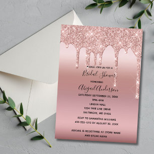 Blush Pink Rose Gold Drip Bridal Shower Invitation
