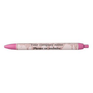 Blush Pink Rose Gold Dripping Glitter Personalised Black Ink Pen