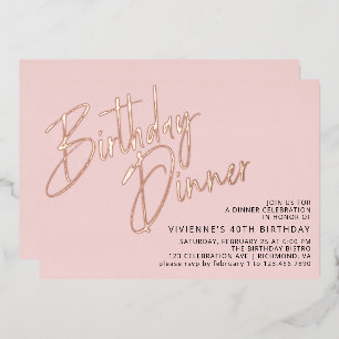 Blush Pink Rose Gold Elegant Girly Birthday Dinner