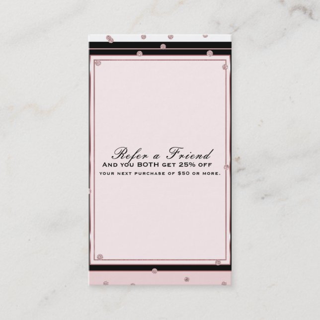 Blush Pink Rose Gold Elegant Modern Refer a Friend Referral Card (Front)