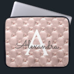 Blush Pink Rose Gold Elegant Vintage Monogram Laptop Sleeve<br><div class="desc">Blush Pink Rose Gold Elegant,  Vintage Monogram Case. This case can be customised to include your initial and first name.</div>