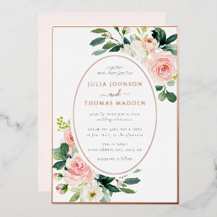 Blush Pink Rose Gold Floral Frame Wedding