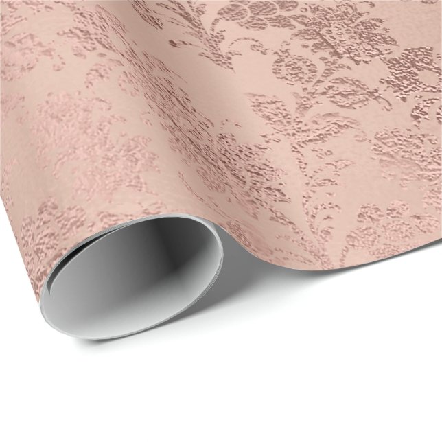 Blush Pink Rose Gold Floral Powder Royal Delicate Wrapping Paper (Roll Corner)