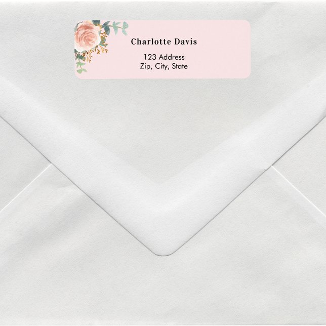 Blush pink rose gold floral return address  (Creator Uploaded)