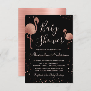 Blush Pink - Rose Gold Foil Flamingo Baby Shower Invitation