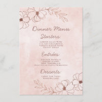 Blush Pink & Rose Gold Foil Floral Border Dinner