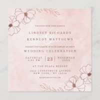 Blush Pink & Rose Gold Foil Floral Wedding Square