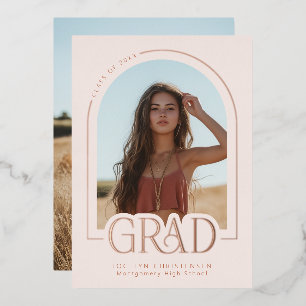 Blush Pink Rose Gold Foil Graduation Announcement