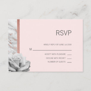 Blush Pink Rose Gold Foil & Grey RSVP Wedding Card