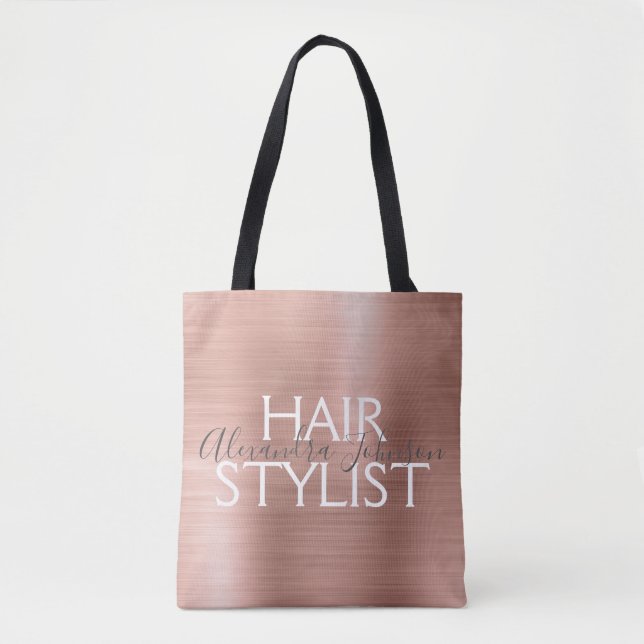 Blush Pink - Rose Gold Foil Hair Stylist Supplies Tote Bag (Front)