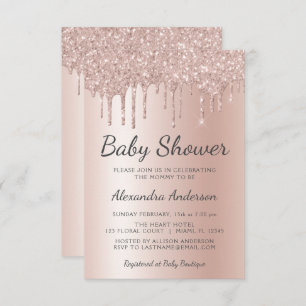 Blush Pink - Rose Gold Girl's Baby Shower Invitation