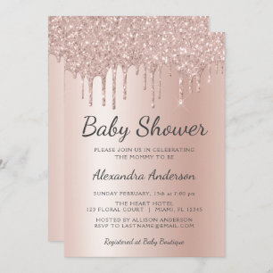 Blush Pink - Rose Gold Girl's Baby Shower Invitation