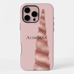 Blush Pink Rose Gold Glam Unicorn iPhone 16 Pro Max Case
