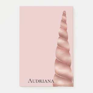 Blush Pink Rose Gold Glam Unicorn Personalised Post-it Notes