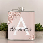 Blush Pink Rose Gold Glitter and Sparkle Monogram Hip Flask<br><div class="desc">Blush Pink Rose Gold Faux Ombre Glitter Sparkle and Metallic Foil Elegant Monogram Flask. This Flask can be customised to include your initial and first name. The Pink Rose Gold Flask is perfect for a 21st,  30th,  40th,  50,  60th birthday,  wedding,  bridal shower or bachelorette party celebration.</div>