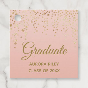 Blush Pink Rose Gold Glitter Confetti Graduation Favour Tags