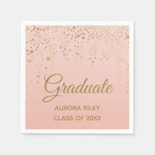 Blush Pink Rose Gold Glitter Confetti Graduation Napkin