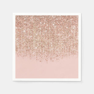 Blush Pink & Rose Gold Glitter Glam Party Napkin