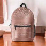 Blush Pink Rose Gold Glitter Monogram Name Printed Backpack<br><div class="desc">Elevate your child's style with the Blush Pink Rose Gold Glitter Monogram Name Printed Backpack. This eye-catching backpack features a stunning blush pink design with rose gold glitter accents, customisable with your child's name for a personalised touch. Made from durable materials, it offers spacious compartments, sturdy zippers, and side pockets...</div>