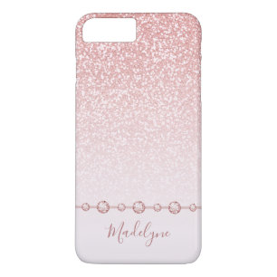 Blush Pink Rose Gold Glitter Ombre Rhinestone Case-Mate iPhone Case