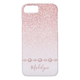 Blush Pink Rose Gold Glitter Ombre Rhinestone Case-Mate iPhone Case