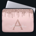 Blush Pink Rose Gold Glitter Sparkle Monogram Laptop Sleeve<br><div class="desc">Blush Pink - Rose Gold Faux Dripping Modern and Elegant Girly Glitter and Sparkle Elegant Monogram Case. This case can be customised to include your initial and first name.</div>