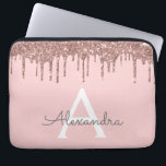 Blush Pink Rose Gold Glitter Sparkle Monogram Laptop Sleeve<br><div class="desc">Blush Pink - Rose Gold Faux Dripping Modern and Elegant Girly Glitter and Sparkle Elegant Monogram Case. This case can be customised to include your initial and first name.</div>