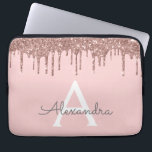 Blush Pink Rose Gold Glitter Sparkle Monogram Laptop Sleeve<br><div class="desc">Blush Pink - Rose Gold Faux Dripping Modern and Elegant Girly Glitter and Sparkle Elegant Monogram Case. This case can be customised to include your initial and first name.</div>