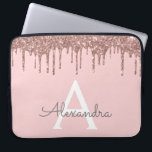 Blush Pink Rose Gold Glitter Sparkle Monogram Laptop Sleeve<br><div class="desc">Blush Pink - Rose Gold Faux Dripping Modern and Elegant Girly Glitter and Sparkle Elegant Monogram Case. This case can be customised to include your initial and first name.</div>