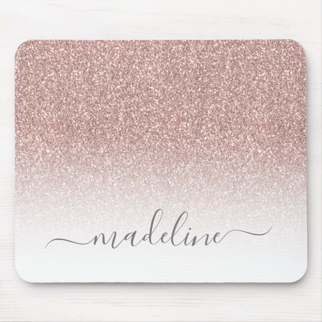 Blush Pink Rose Gold Glitter Sparkle Mouse Pad (Front)