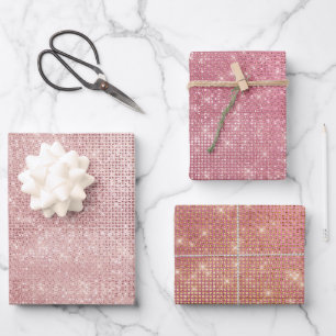Blush Pink Rose Gold Glitzy Chic Glam Sparkle Wrapping Paper Sheet