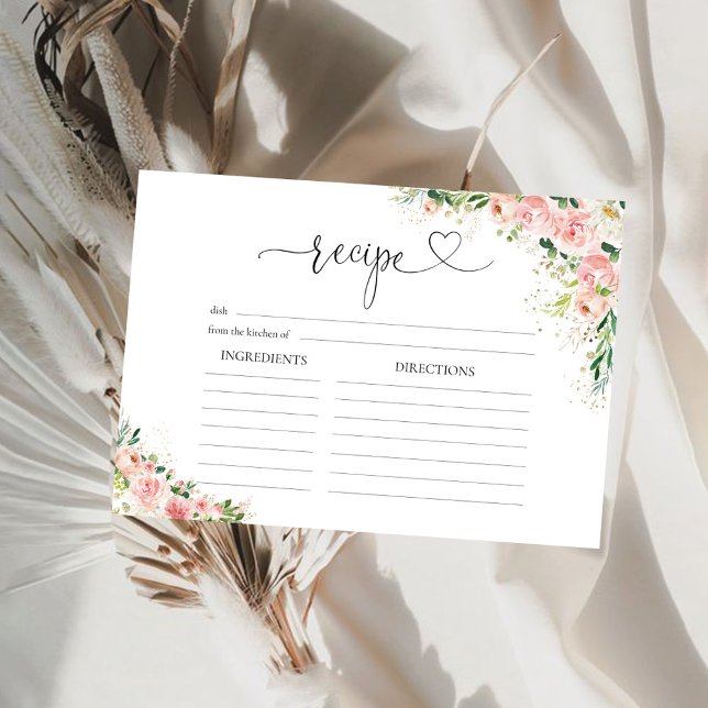 Blush Pink Rose Gold Large Recipe Card (Creator Uploaded)