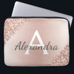 Blush Pink Rose Gold Metallic Glitter Monogram Laptop Sleeve<br><div class="desc">Blush Pink Rose Gold Metallic Glitter and Sparkle Modern and Elegant Monogram Case. This case can be customised to include your initial and first name and makes a great girly Christmas or Sweet 16 Birthday gift.</div>