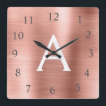Blush Pink - Rose Gold Metallic Monogram Name<br><div class="desc">Blush Pink - Rose Gold Faux Stainless Steel Foil Monogram Name and Initial Custom Unique Personalised Wall Clock for the House or Office. The Wall Clock makes the perfect Christmas or Sweet 16,  18th,  21st,  30th,  40th,  50th or 60th Birthday gift for someone who loves pink metallic decor.</div>