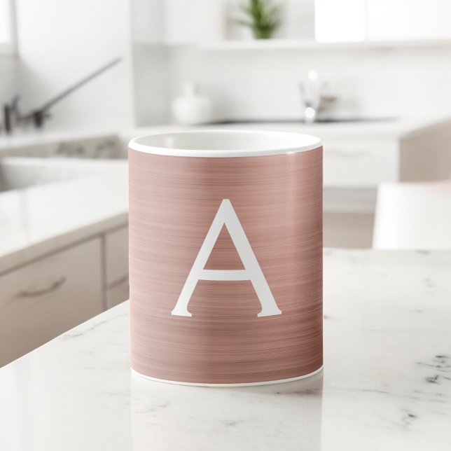 Blush Pink - Rose Gold Metallic Monogram Name Coffee Mug (Creator Uploaded)