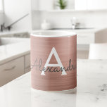 Blush Pink - Rose Gold Metallic Monogram Name Coffee Mug<br><div class="desc">Blush Pink - Rose Gold Faux Metallic Stainless Steel Foil Monogram Name and Initial Coffee or Tea Mug. The coffee cup makes the perfect Christmas or Sweet 16,  18th,  30th,  40th,  50th,  60th birthday gift for someone who loves modern and elegant rose gold.</div>