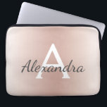 Blush Pink Rose Gold Metallic Ombre Monogram Laptop Sleeve<br><div class="desc">Blush Pink Rose Gold Metallic Modern and Elegant Monogram Case. This case can be customised to include your initial and first name and makes a great girly Christmas or Sweet 16 Birthday gift.</div>