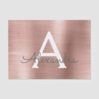 Blush Pink | Rose Gold Modern Metal Monogram