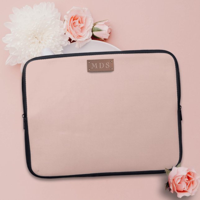 Blush Pink Rose Gold Monogram Laptop Sleeve (Creator Uploaded)