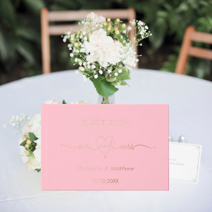 Blush pink rose gold mr mrs wedding guest book