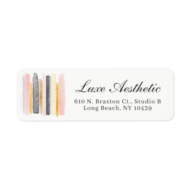 Blush Pink & Rose Gold Paint Chic Return Address (Front)