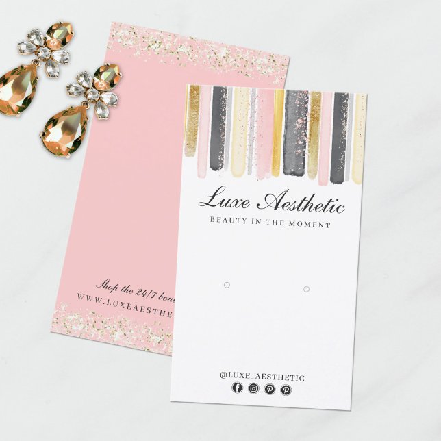 Blush Pink Rose Gold Paint Earring Jewellery Displ Business Card (Creator Uploaded)