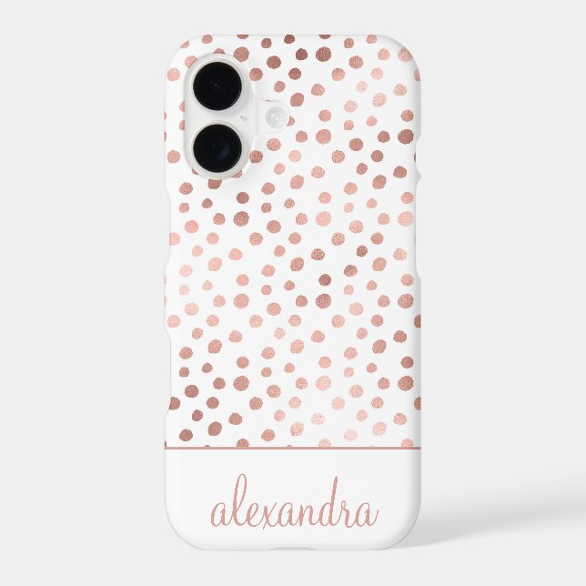 Blush Pink - Rose Gold Polka Dot Pattern Monogram (Back)