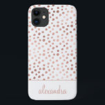 Blush Pink - Rose Gold Polka Dot Pattern Monogram Case-Mate iPhone Case<br><div class="desc">Blush Pink - Rose Gold and White Faux Foil Girly Hand Drawn Polka Dot Pattern Monogram Personalised Smart Phone Case. Please contact the designer for customised matching items.</div>