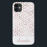 Blush Pink - Rose Gold Polka Dot Pattern Monogram Case-Mate iPhone Case<br><div class="desc">Blush Pink - Rose Gold and White Faux Foil Girly Hand Drawn Polka Dot Pattern Monogram Personalised Smart Phone Case. Please contact the designer for customised matching items.</div>