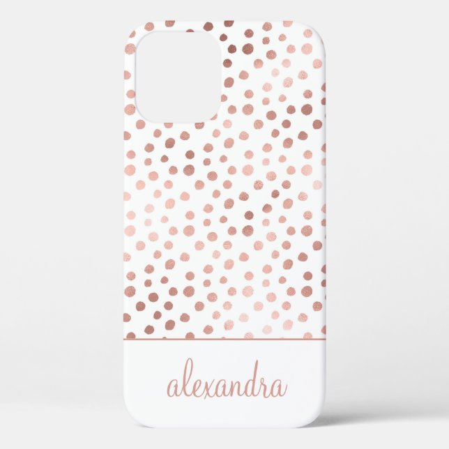 Blush Pink - Rose Gold Polka Dot Pattern Monogram Case-Mate iPhone Case (Back)
